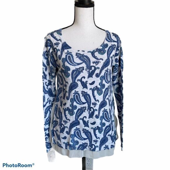 Lucky Brand Lightweight Paisley Print Sweater - Picture 1 of 9